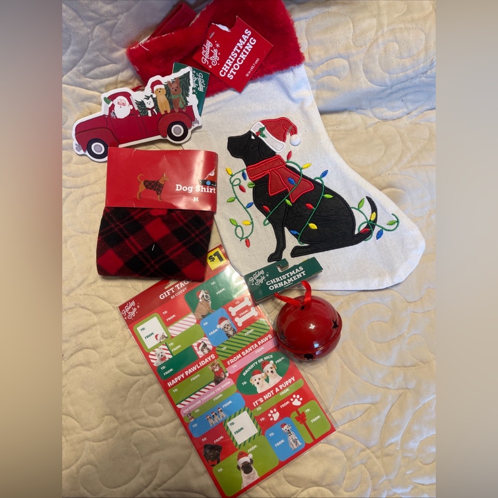 Collection of dog themed Christmas items for teacher/secret pal gift NWT